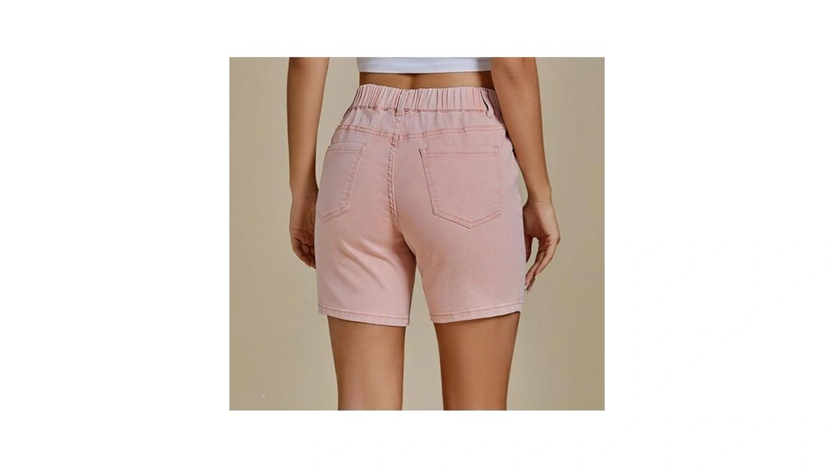 Vetinee Pull On Jean Shorts For Women Stretch Women's Shorts