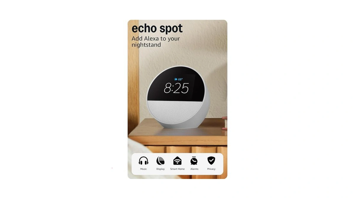 Amazon Echo Spot (newest Model), Great For Nightstands, Offices And