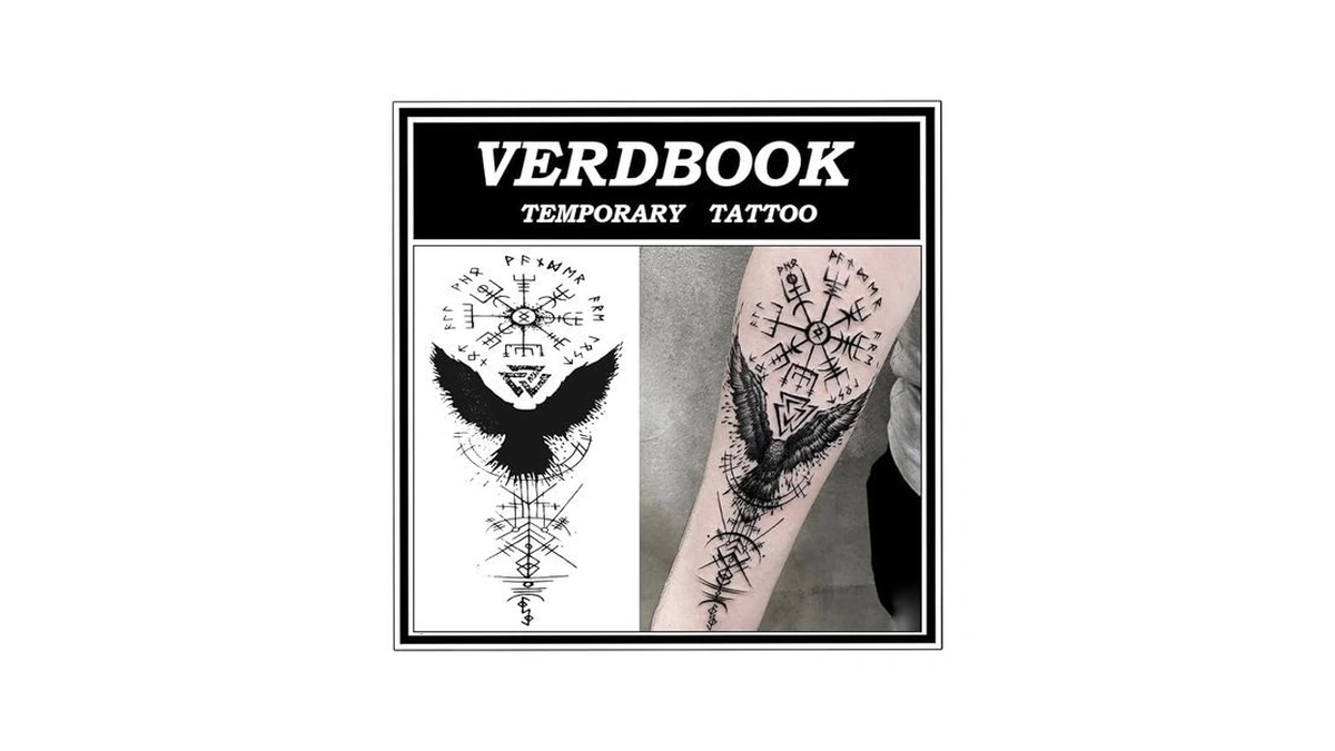 Verdbook Waterproof Temporary Tattoos: 2-sheet Tattoo Kit With Realistic Body