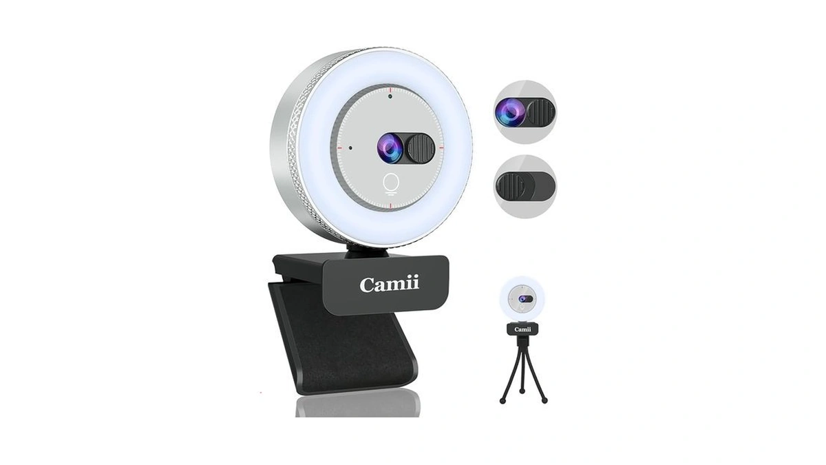 Camii 2k Webcam With Light, Hd Webcam For Pc With