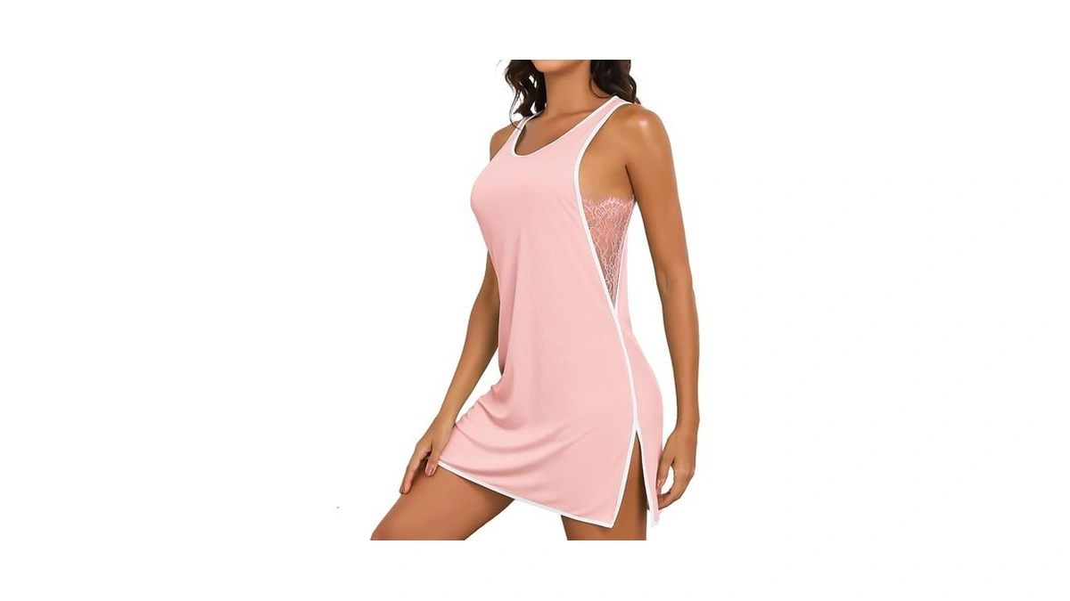 Yya Sexy Sleeveless Nightgowns For Women Lace Trim Sleep Shirts