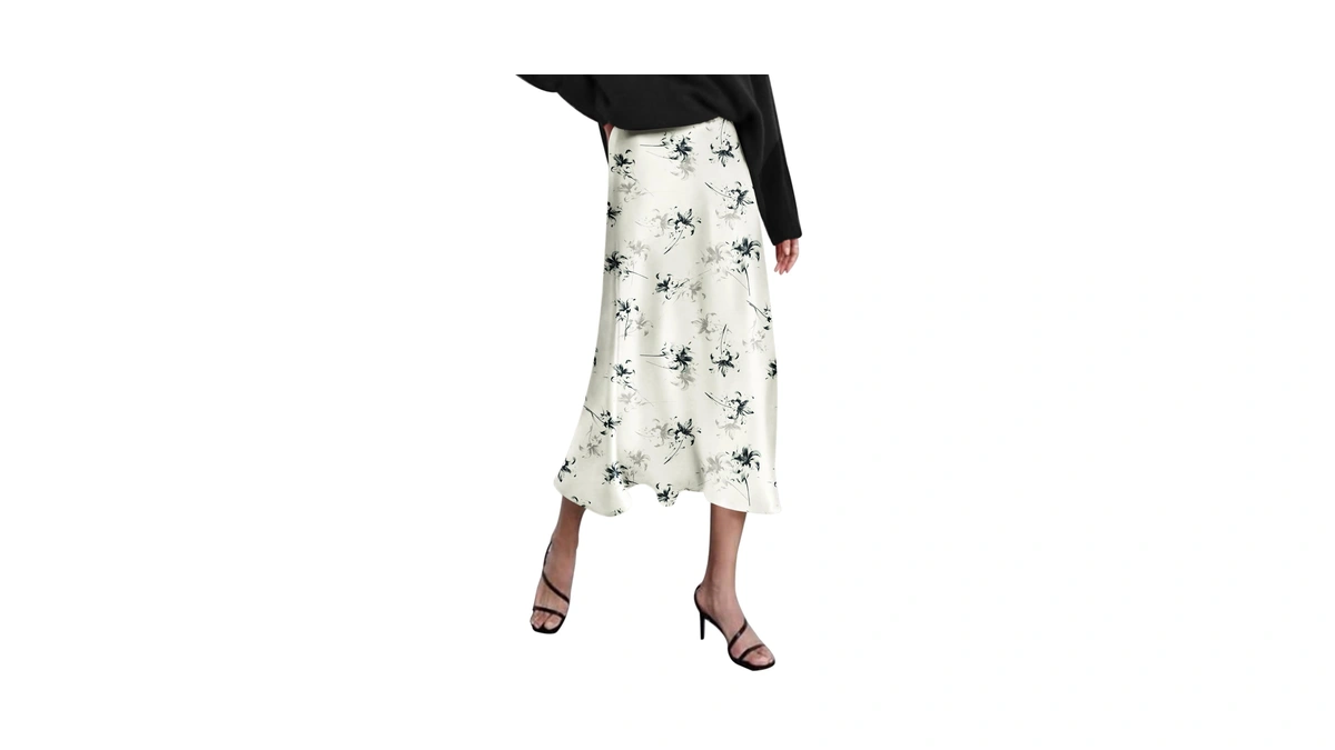 Zeagoo Skirts For Women Silk Midi Skirt High Waist Satin