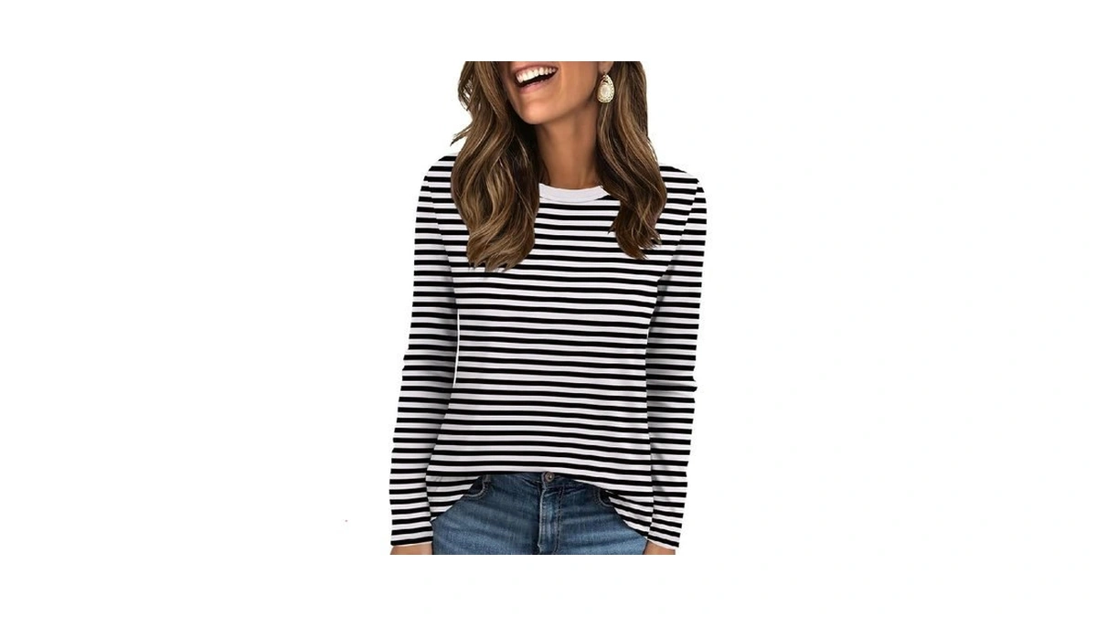 Ekouaer Long Sleeve Tops For Women Casual Basic Tees Loose