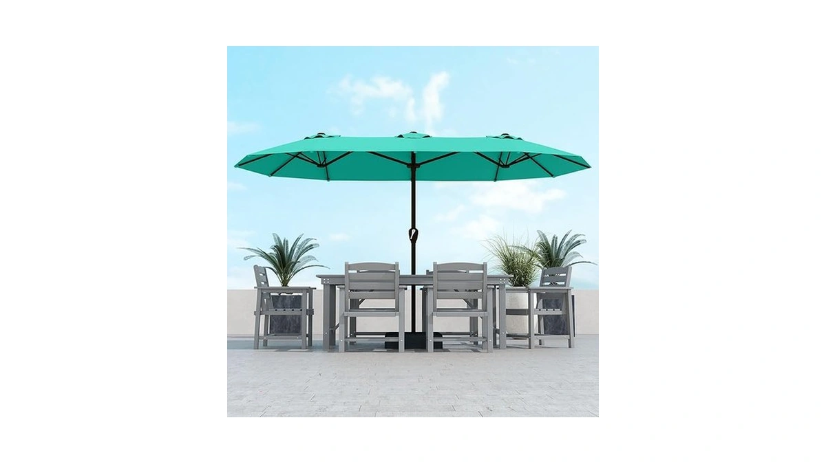 Kingdura 15ft Large Patio Umbrella With Base Included, Double-sided Rectangle