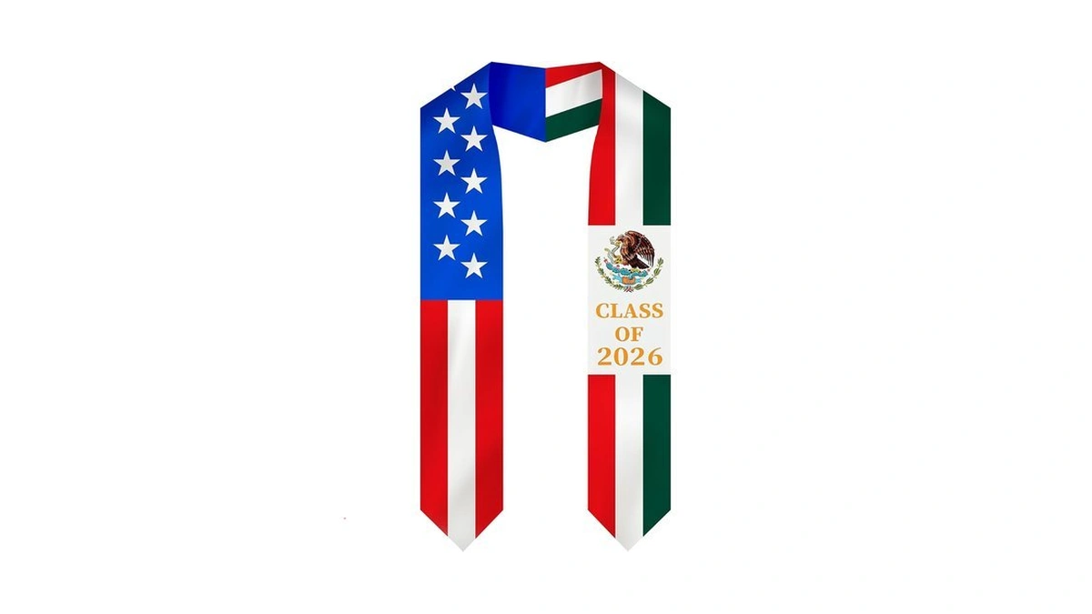 Cosweet Mexican & Usa Graduation Stole - 73" Graduation Sash