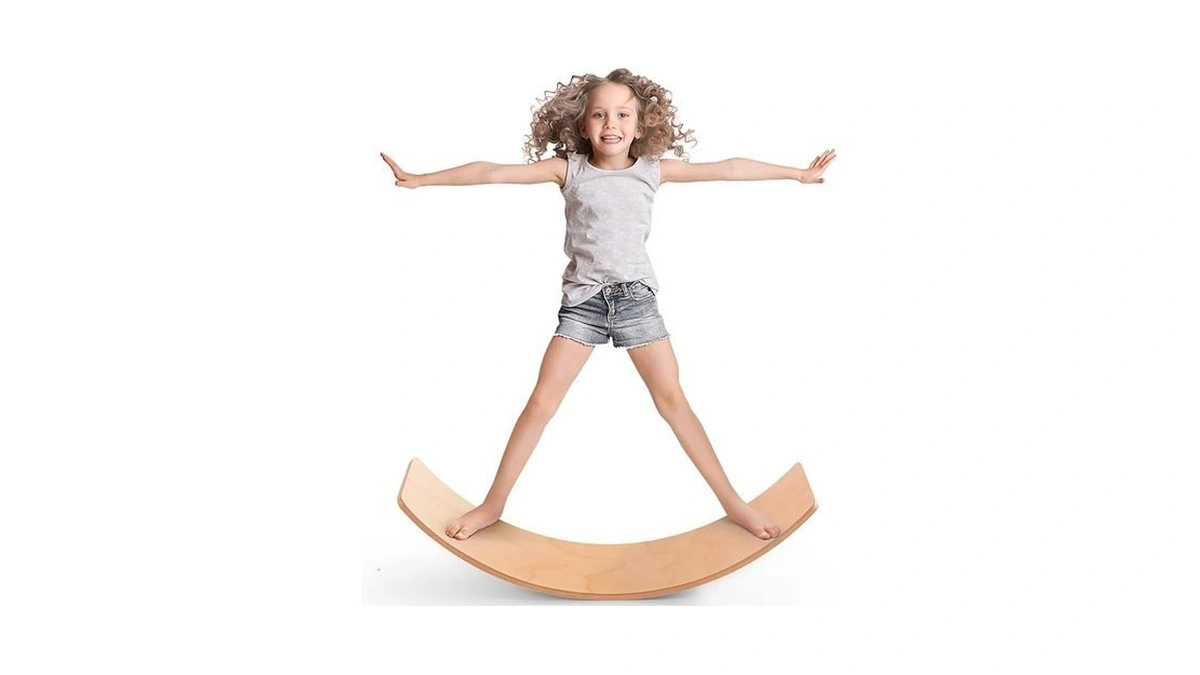 Play-in-joy Natural Wood Balance Board For Kids | Montessori Wobble