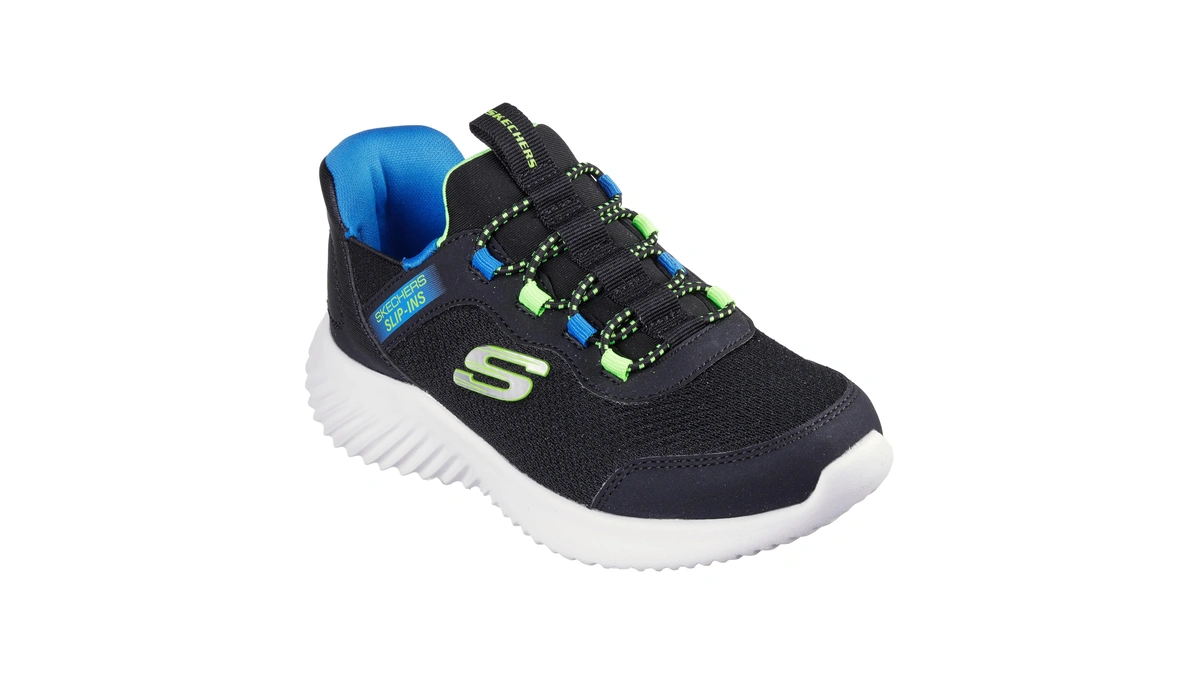 Skechers Kids Bounder - Brisk-burst Sneaker, Black/blue/lime, 1 Little Kid