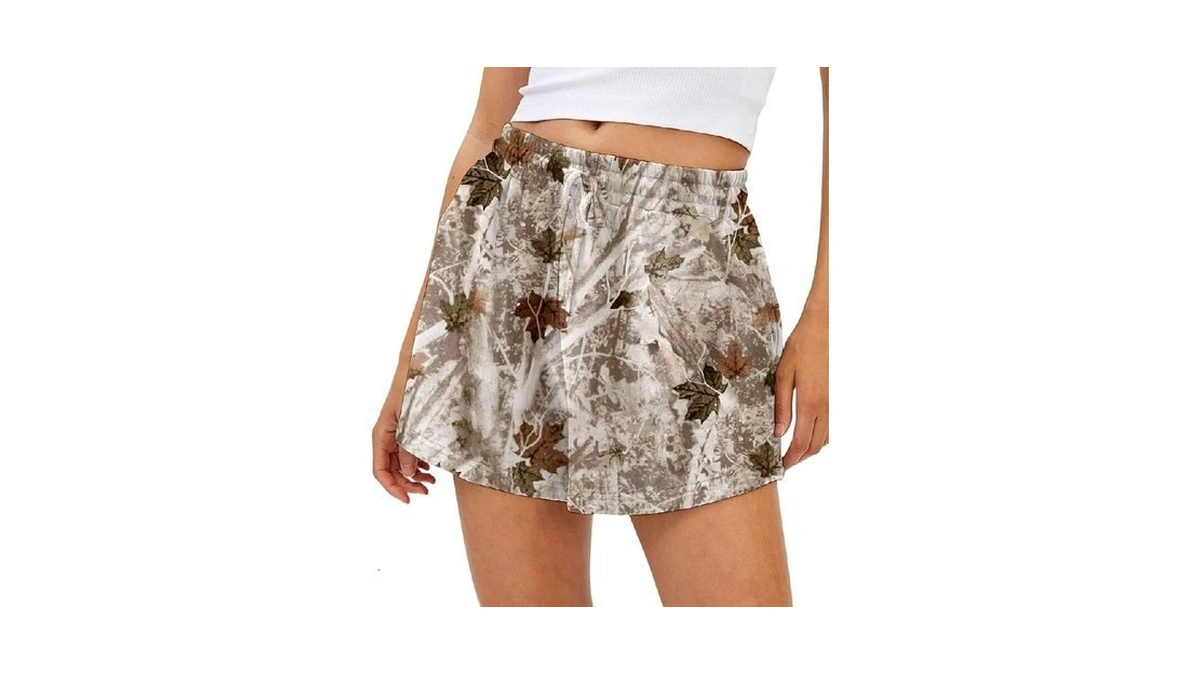 Joinqueen Camo Sweat Shorts For Women Drawstring Elastic Waist Maple
