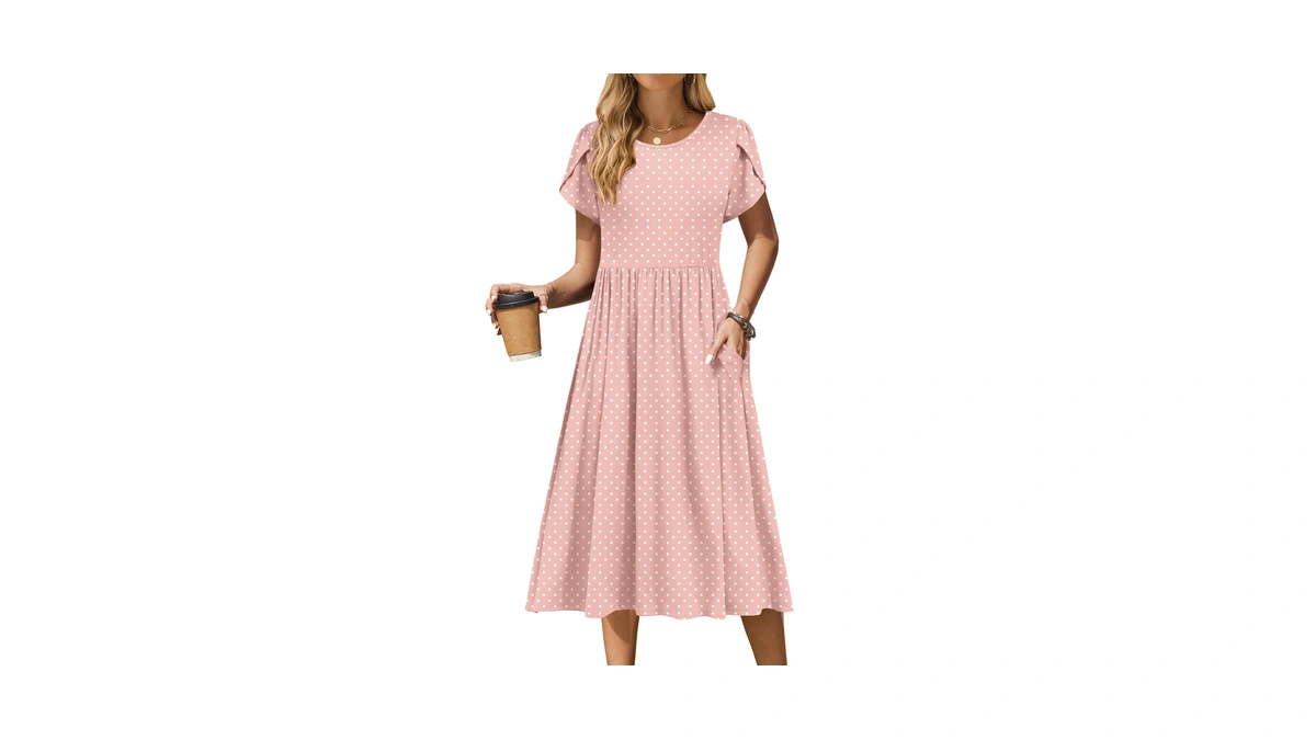 Zeagoo Casual Summer Dresses For Women Short Sleeve Round Dot