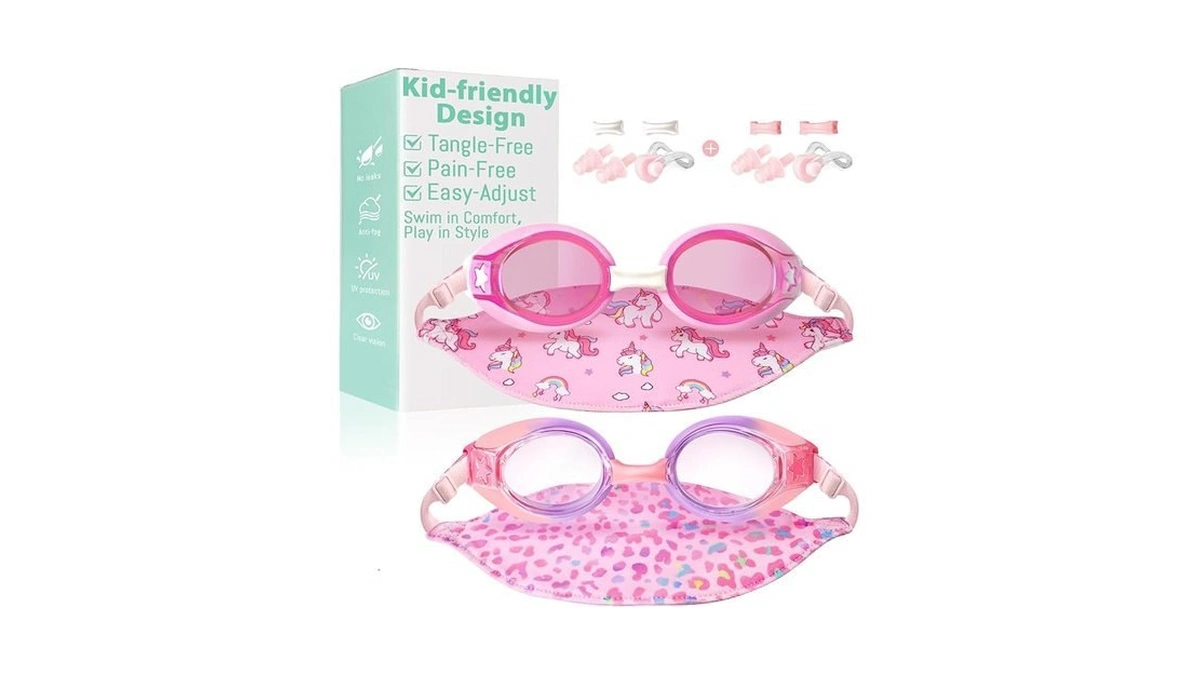 Pixel Panda 2 Pack Kids Swim Goggles With Fabric Strap