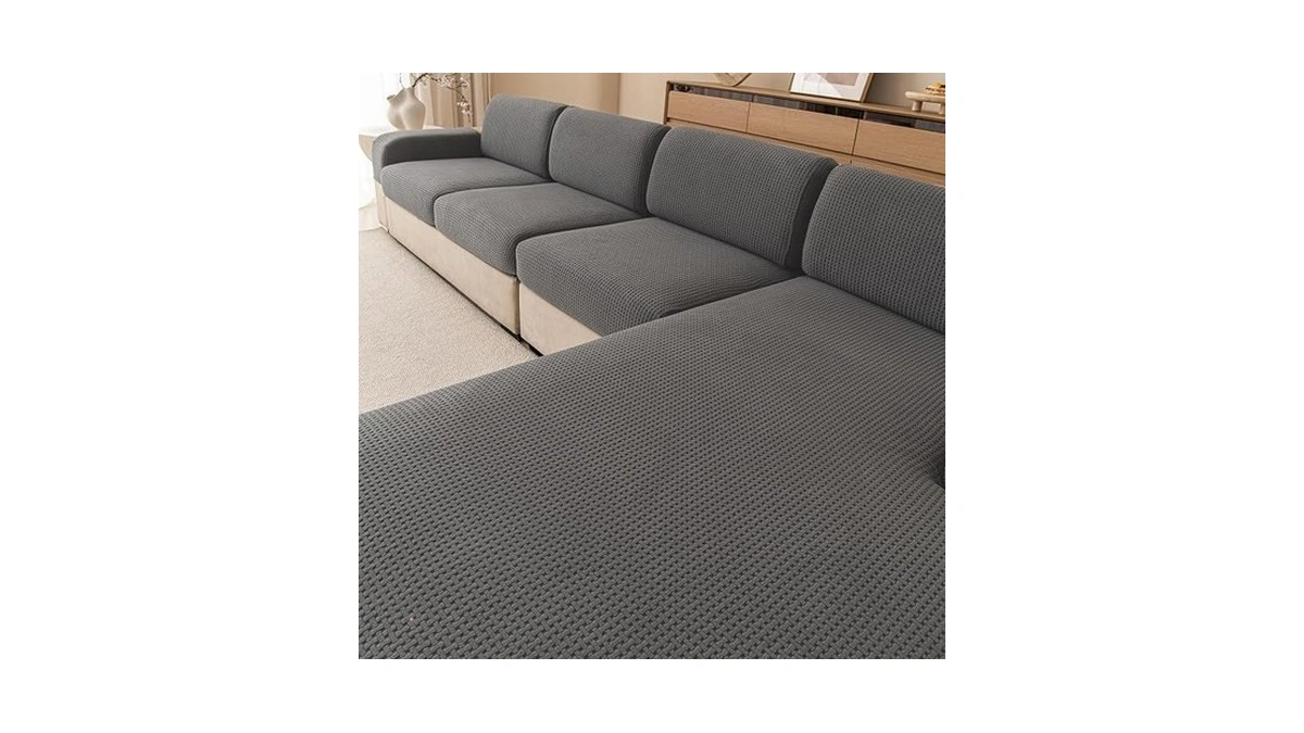Kavikon Stretch Sectional Couch Covers, Wear Resistant Sofa Slipcovers Washable