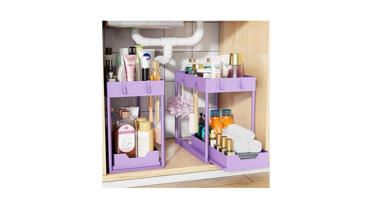 Simple Trending Under Sink Organizer 2 Pack, Sink Pull-out Sliding