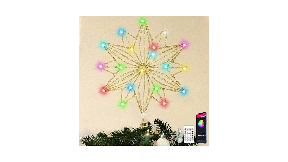 Christmas Tree Star Topper With App Control, Rgb Color Changing
