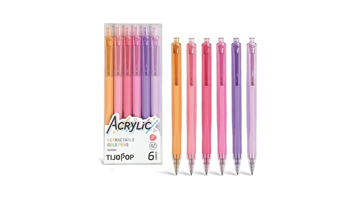 Tijopop 6pcs Acrylic Gel Pens- 0.7mm Fine Point Multicolor Ink