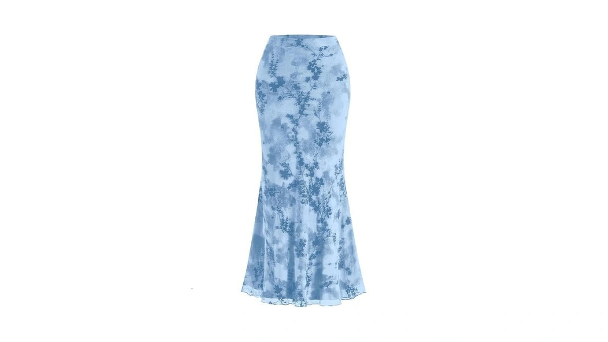 Btfbm Womens Floral Mesh Maxi Skirt 2026 Spring Summer Elastic