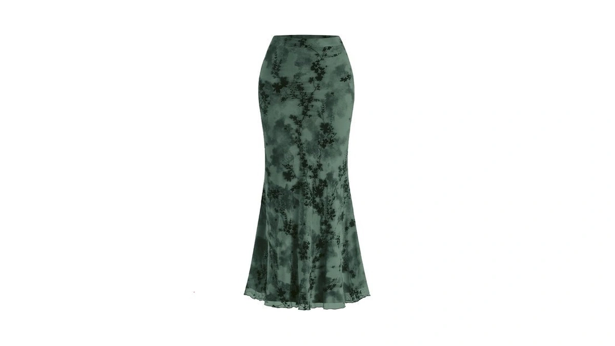 Btfbm Womens Floral Mesh Maxi Skirt 2026 Spring Summer Elastic
