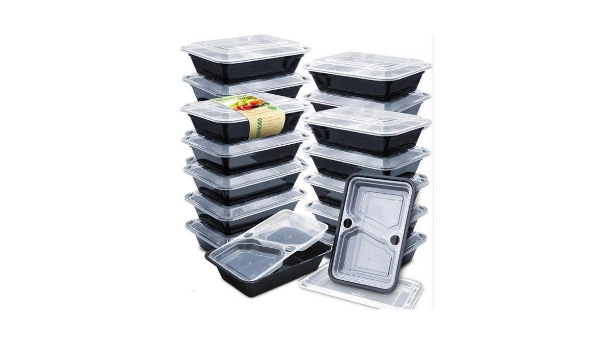 Enther 36oz Meal Prep Containers 20 Pack 3 Compartment With