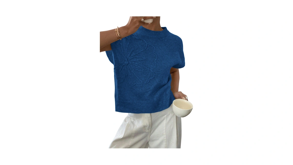 Prettygarden Women's 2026 Spring Sweater Vest Trendy Flower Knit Short