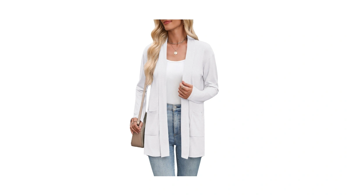 Zeagoo White Cardigan For Women Open Front Long Sleeve Lightweight