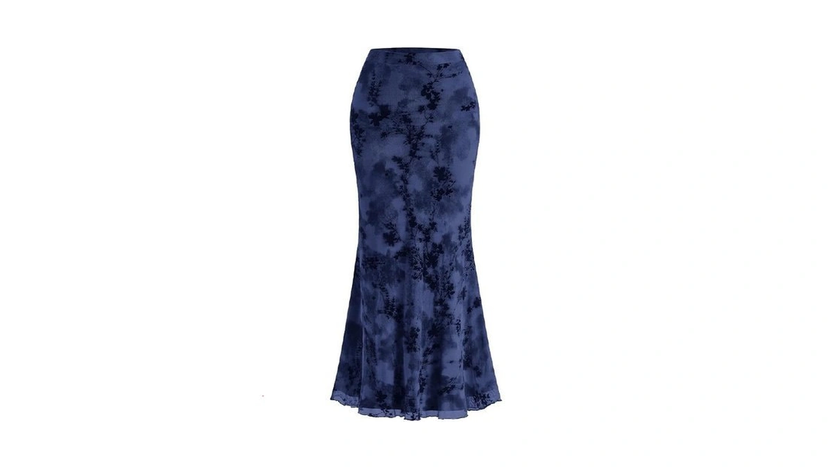 Btfbm Womens Floral Mesh Maxi Skirt 2026 Spring Summer Elastic