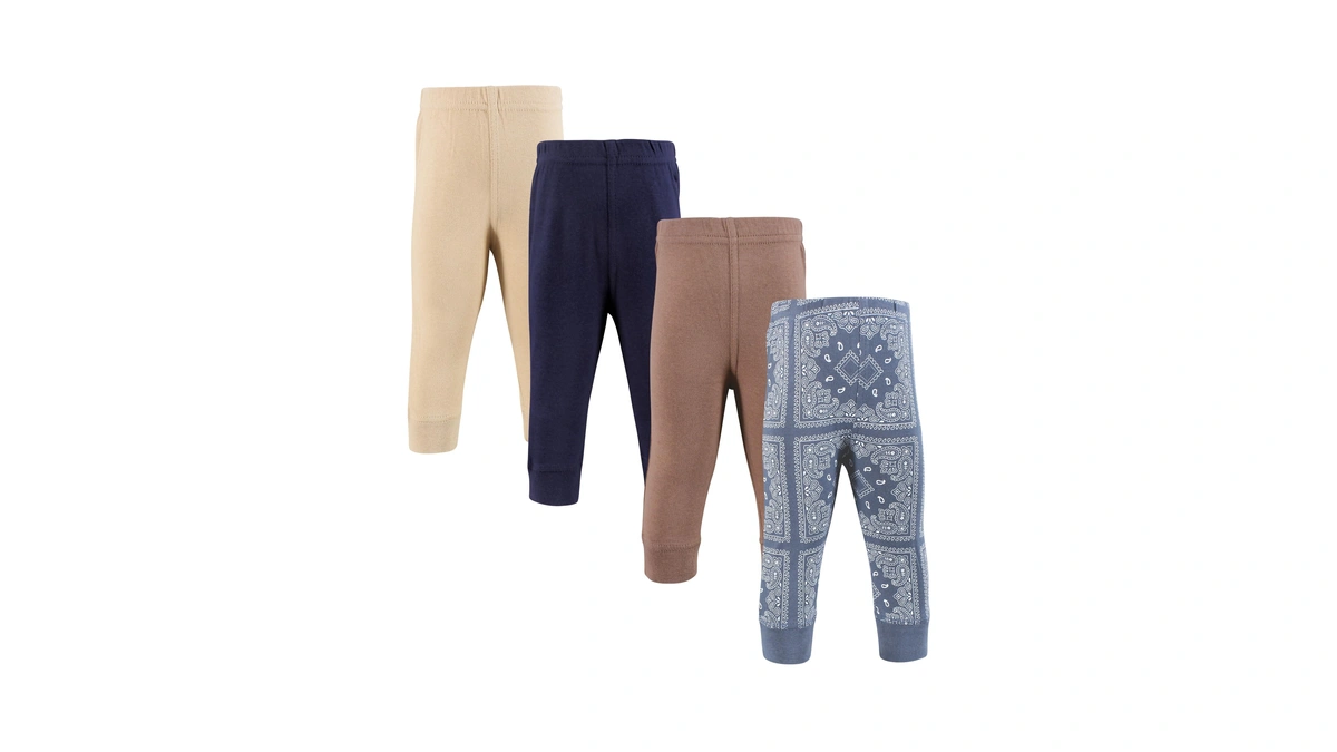 Hudson Baby Boys Cotton Pants And Leggings, Blue Bandana, Newborn