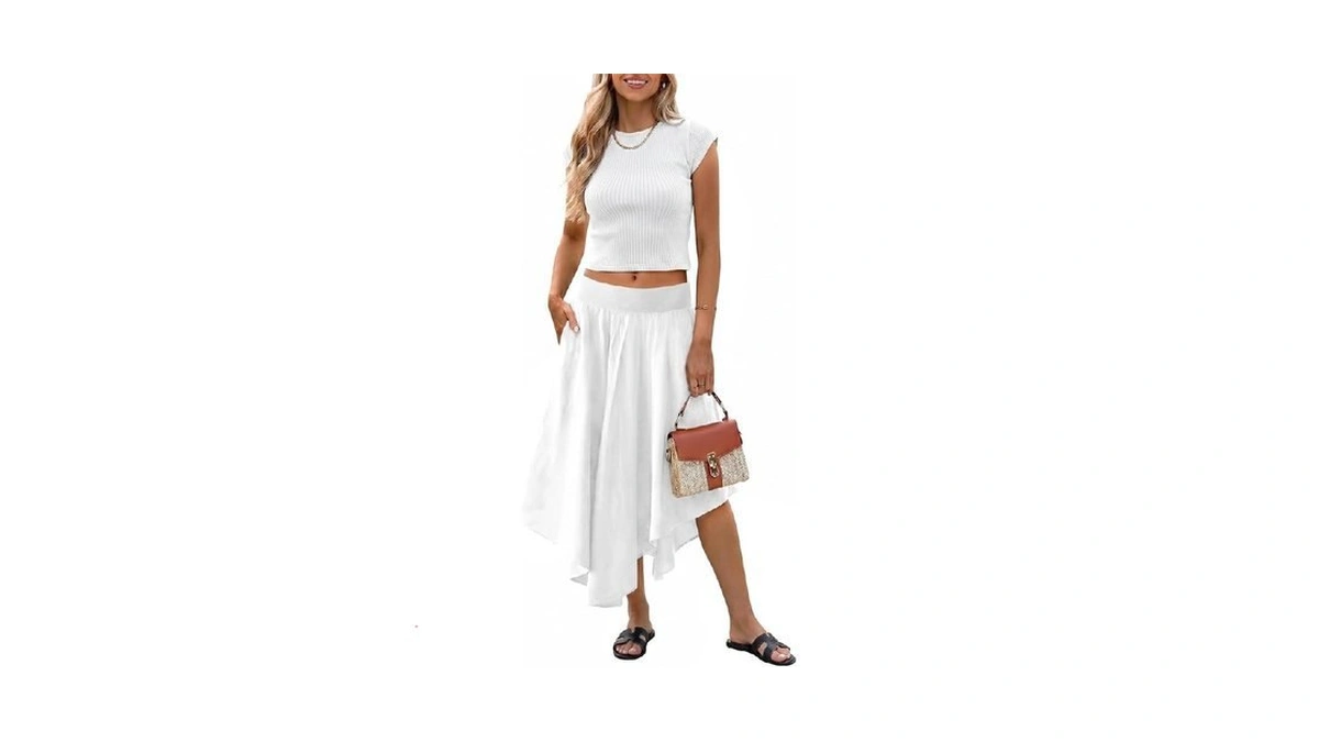Tankaneo Womens 2 Piece Skirt Set Summer Casual Cap Sleeve