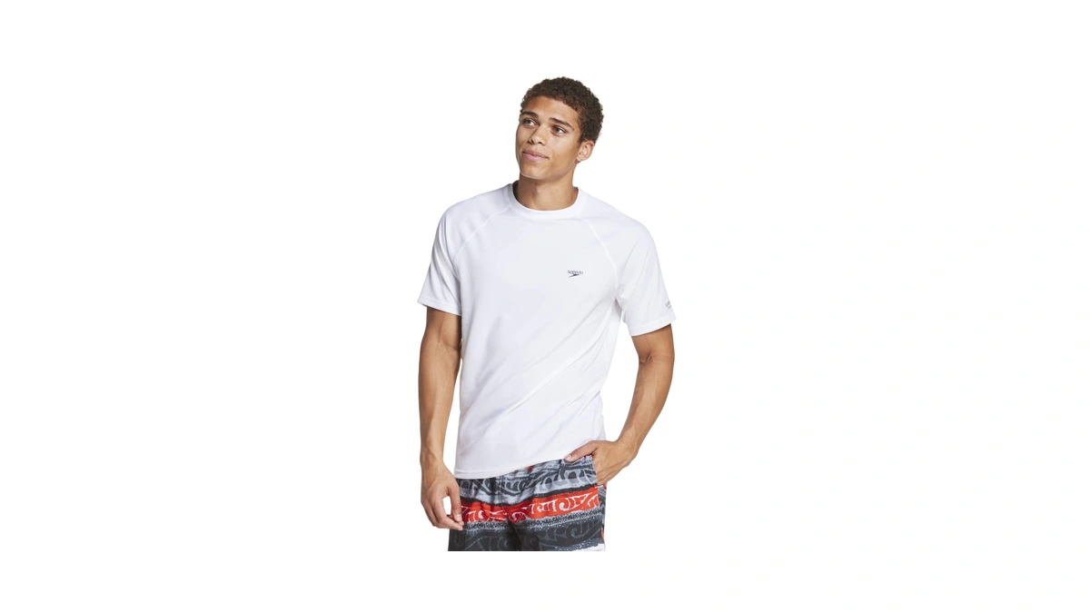 Speedo Men's Uv Swim Shirt Short Sleeve Regular Fit Solid