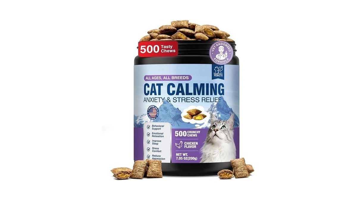 Calming Treats For Cats, 500 Crunchy Creamy Calm Chews Relieve