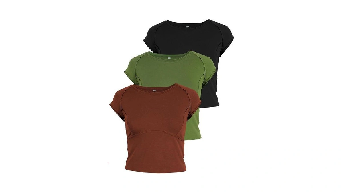 Yeokou 3 Pack Women's Crop Top Y2k Fashion Short Sleeve