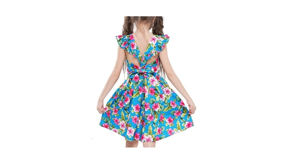 Floral Toddler Party Backless Spring Summer Girls Toldder Dress Clothes,d31,11-12