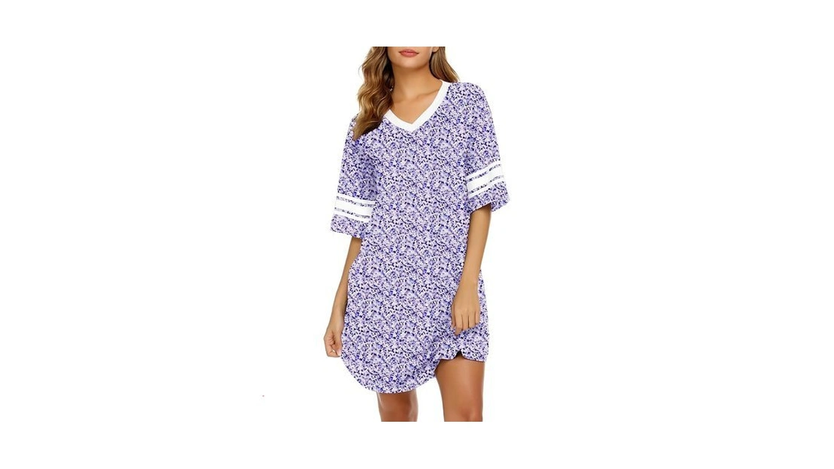Ekouaer Nightgowns For Women Cotton Night Gown Short Sleeve Sleepwear