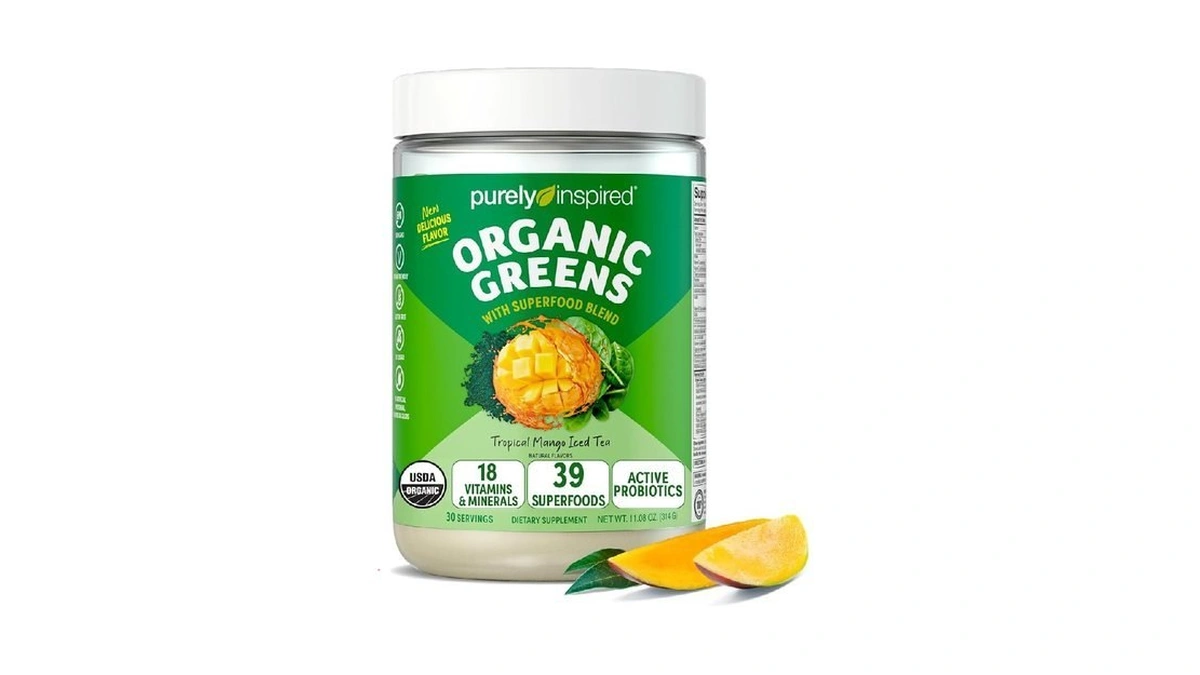 Purely Inspired Organic Green Powder Smoothie Mix, Tropical Mango Iced