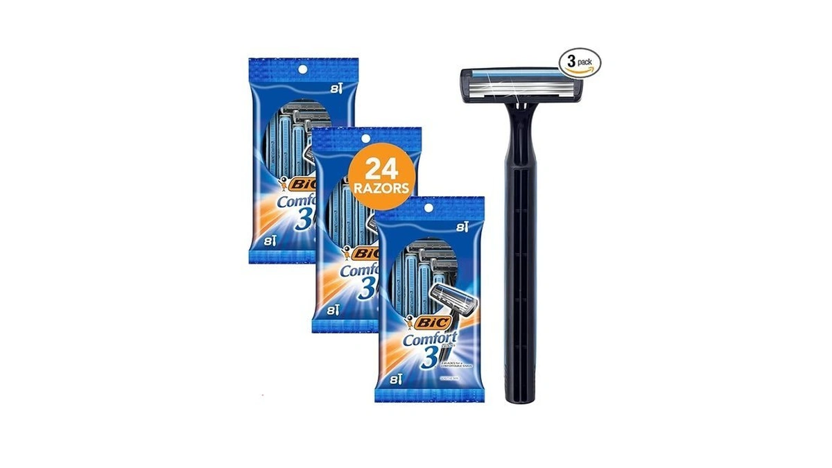 Bic Comfort 3 Disposable Razors, Long-lasting 3-blade Razors For Men,