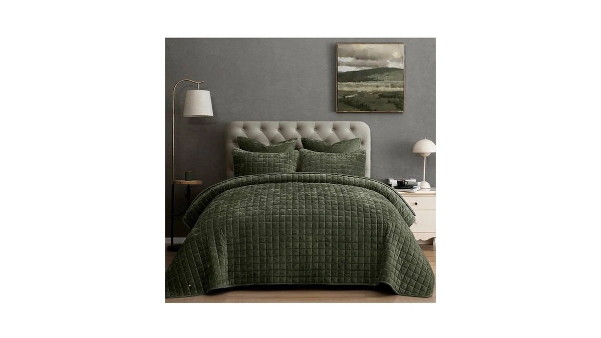 Phf Luxurious Velvet Quilt Set Queen Size – 3pcs Super