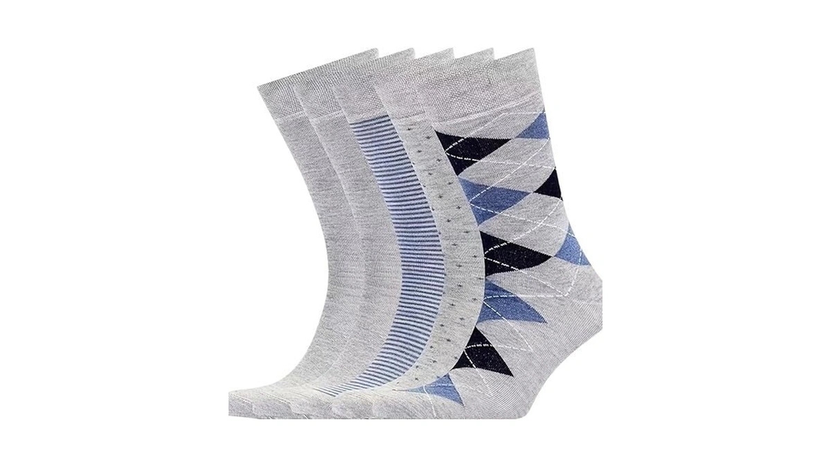 Ruyiday Mens Dress Socks Cotton Classic Business Casual Pattern,anti-odor&breathable,5-pairs Crew