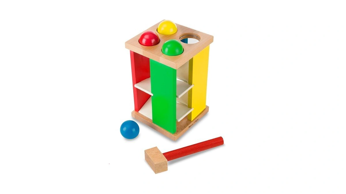 Melissa & Doug Deluxe Pound And Roll Wooden Tower Toy
