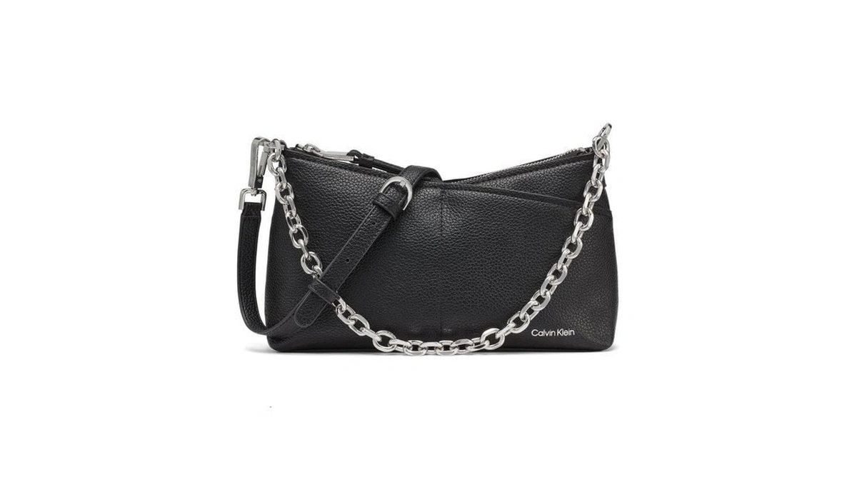 Calvin Klein Zoe Top Zip Chain Crossbody, Black/silver, One Size