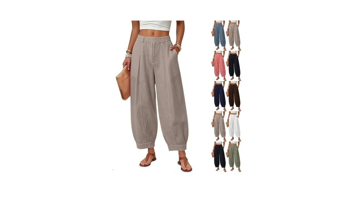 Womens Linen Pants Holiday Workout Pull On Business Casual Pants