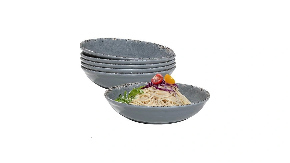 Zarocrus Melamine Pasta Bowls Set,6 Piece 9.25 Inch Vintage Melamine