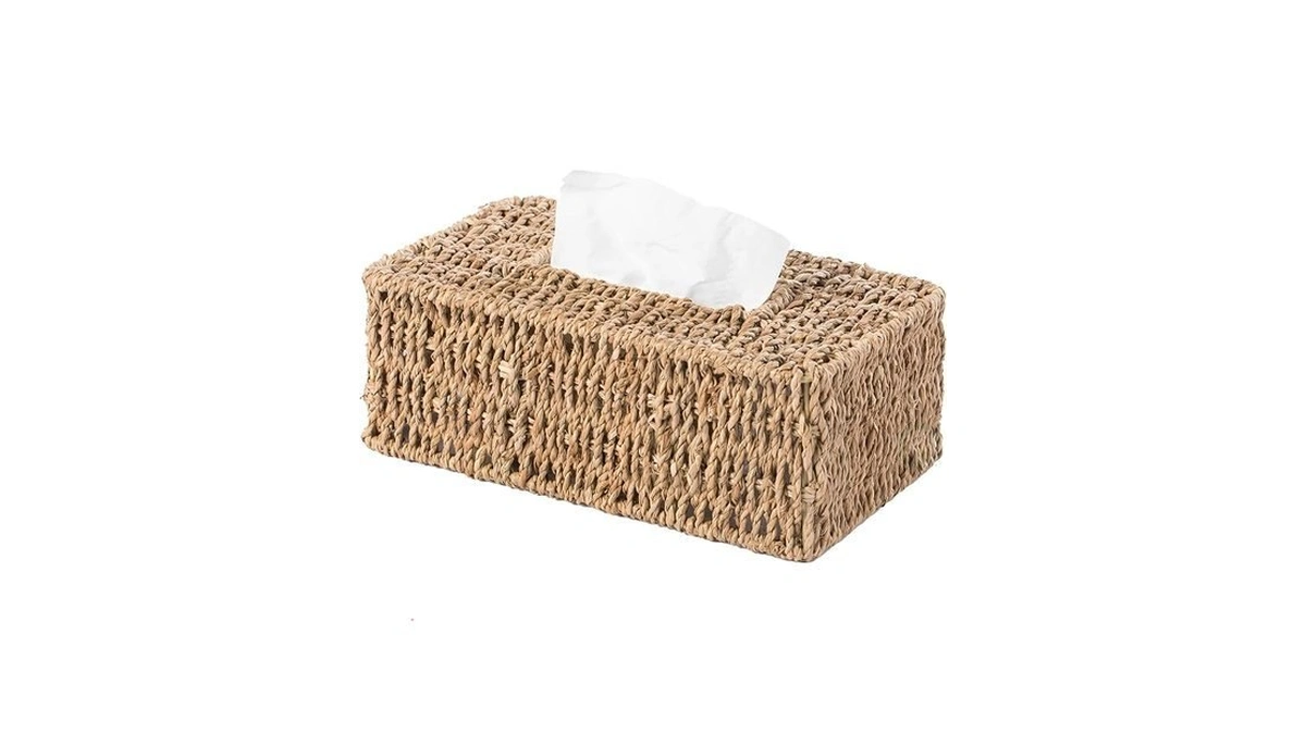 Vintiquewise Natural Woven Seagrass Wicker Rectangular Tissue Box Cover Holder