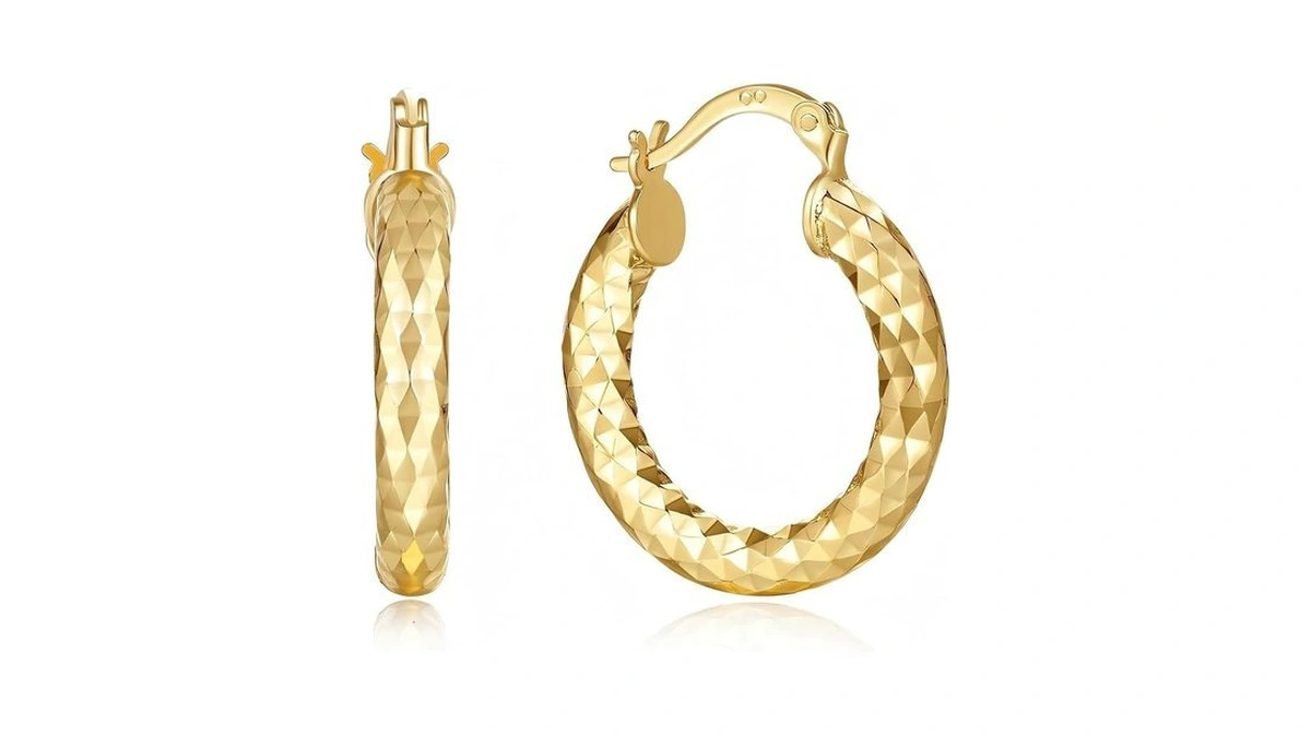 14k Gold Hoop Earrings, Shiny Hoop Earrings For Women, Earrings