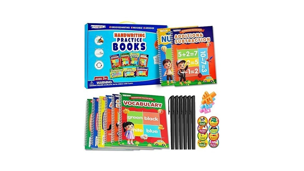 7 Magic Grooved Writing Books, Reusable 3d Grooved Writing Practice