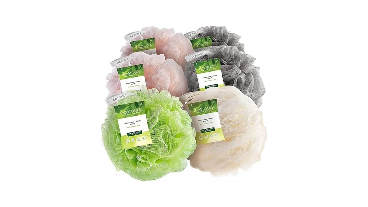 Ecotools Delicate Ecopouf Bath Sponge, Made With Recycled Materials, Exfoliating
