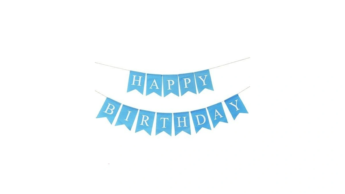 Happy Birthday Banner Blue, Prestrung Reusable Birthday Banner Sign For