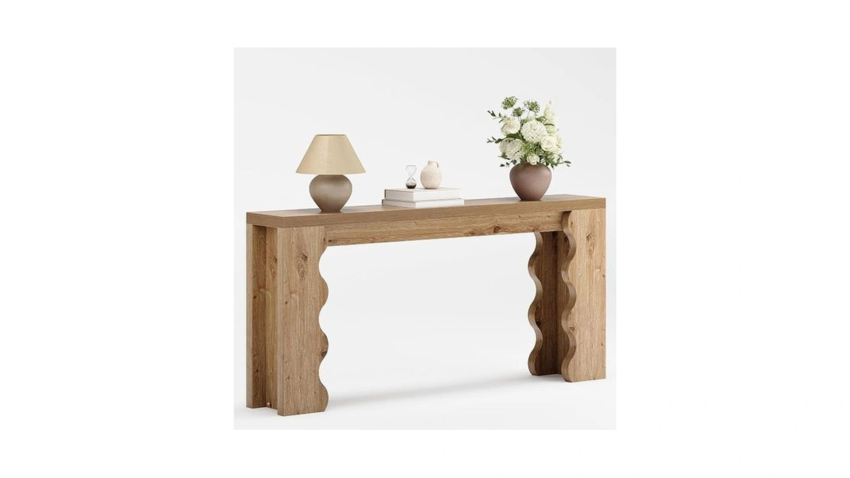 Karlott 70.9" Farmhouse Entryway Table, Wood Console Table οΌbehind Couch