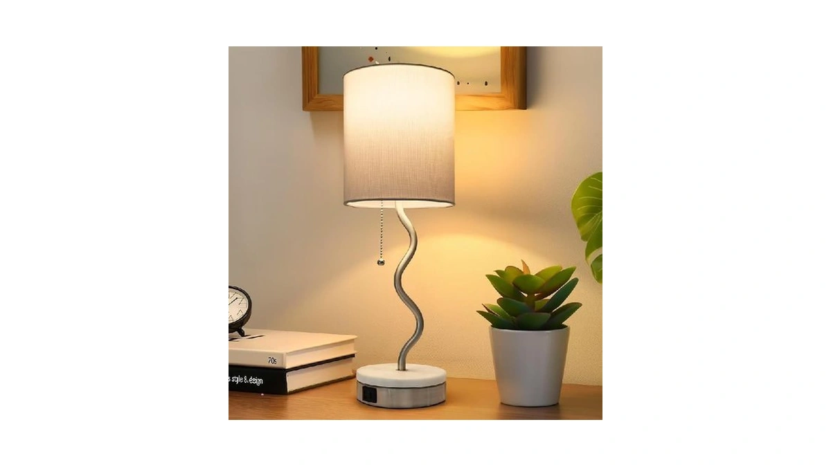 Velxee Marble Base Table Lamp - Modern Bedside Lamp With