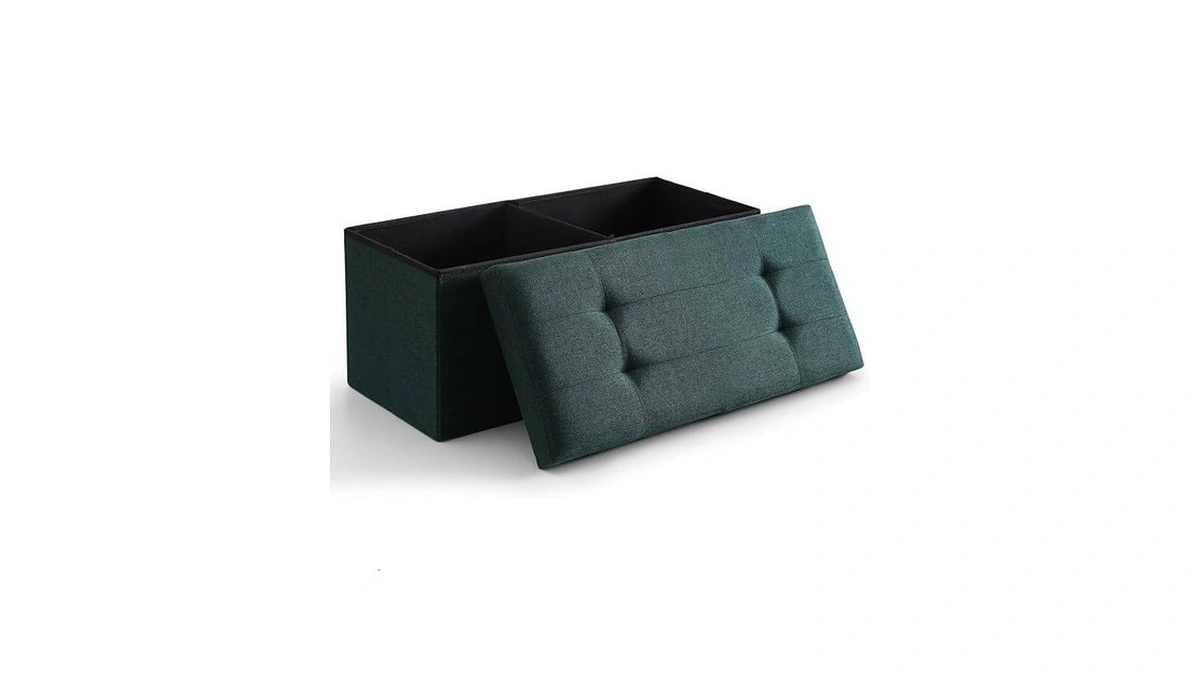 Cuyoca Storage Ottoman Bench Foldable Seat Footrest Shoe Bench End