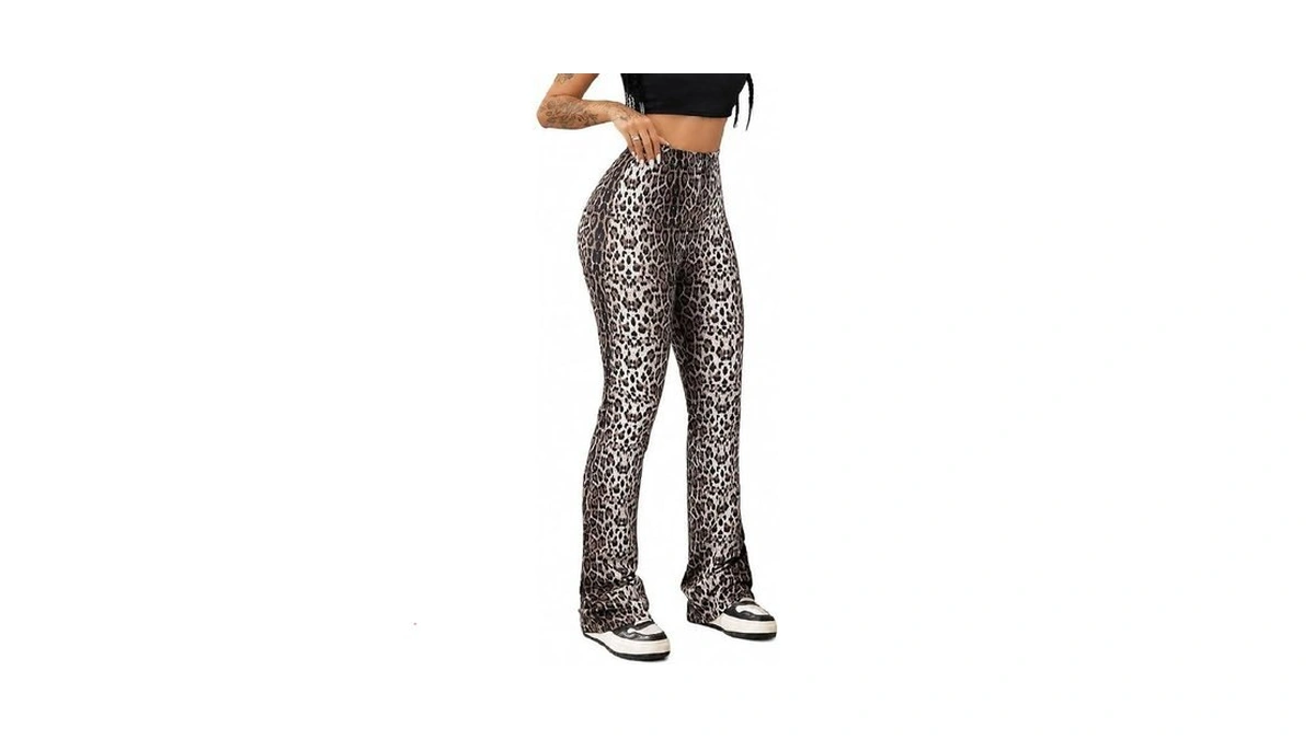 Avanova Women Leopard Print Bootcut Leggings High Waisted Flare Pants