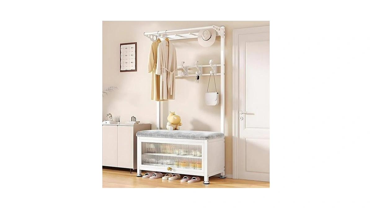 Gkbrsu Coat Rack With Shoe Storage And Bench For Entryway,