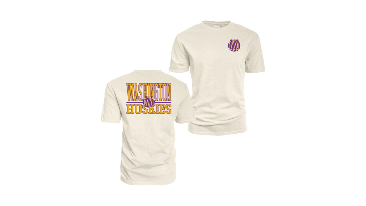 Washington Huskies Ncaa Officially Licensed T-shirt Ringspun Front/back Mascot Ivory,